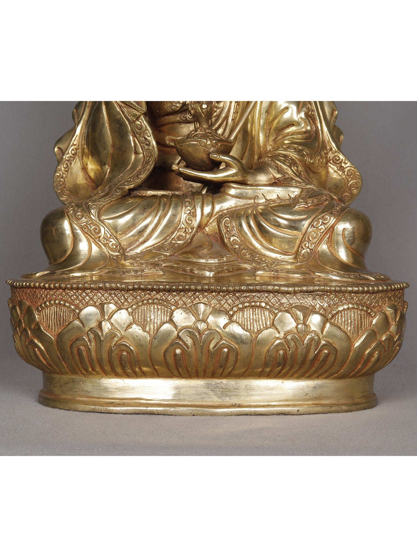 15" Seated Guru Padmasambhava Copper Sculpture | Statue From Nepal | Decorative Copper Idol | Copper Statue For Temple