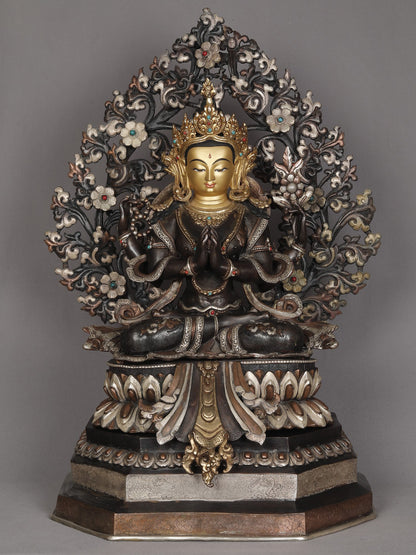 Chenrezig From Nepal | Handmade Sculpture | Copper With Gold