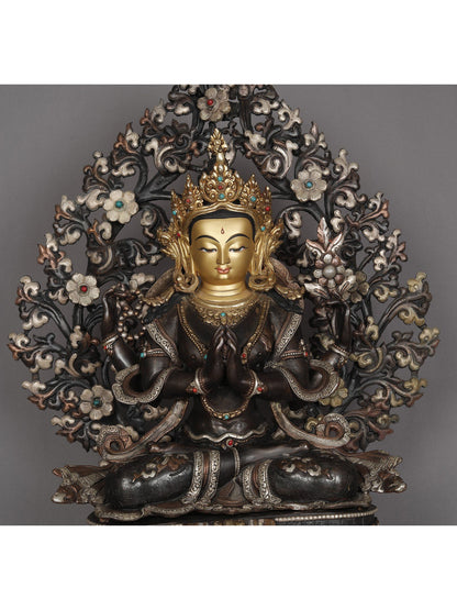 Chenrezig From Nepal | Handmade Sculpture | Copper With Gold