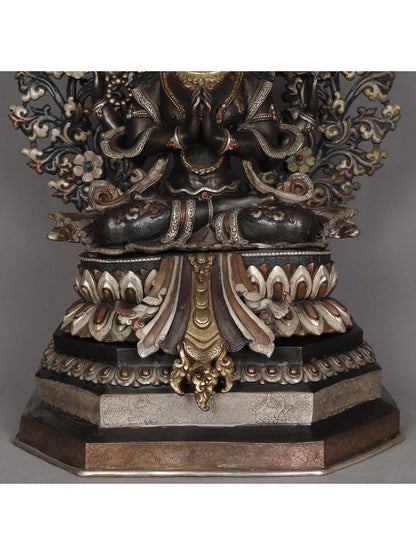 Chenrezig From Nepal | Handmade Sculpture | Copper With Gold