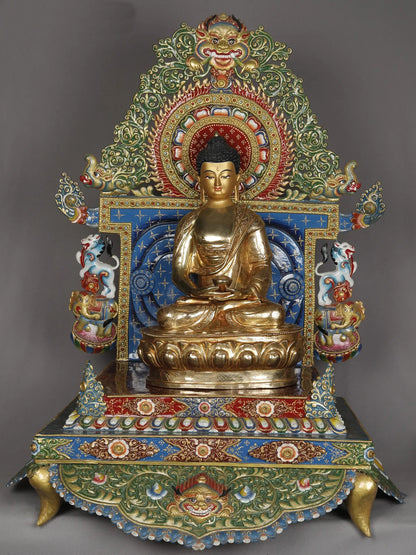 Enthroned Lord Shakyamuni Buddha From Nepal | Handmade Sculpture