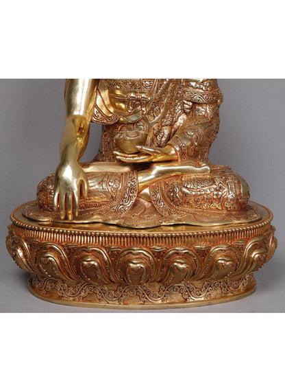 Lord Shakyamuni Buddha From Nepal | Handmade Copper With Gold statue