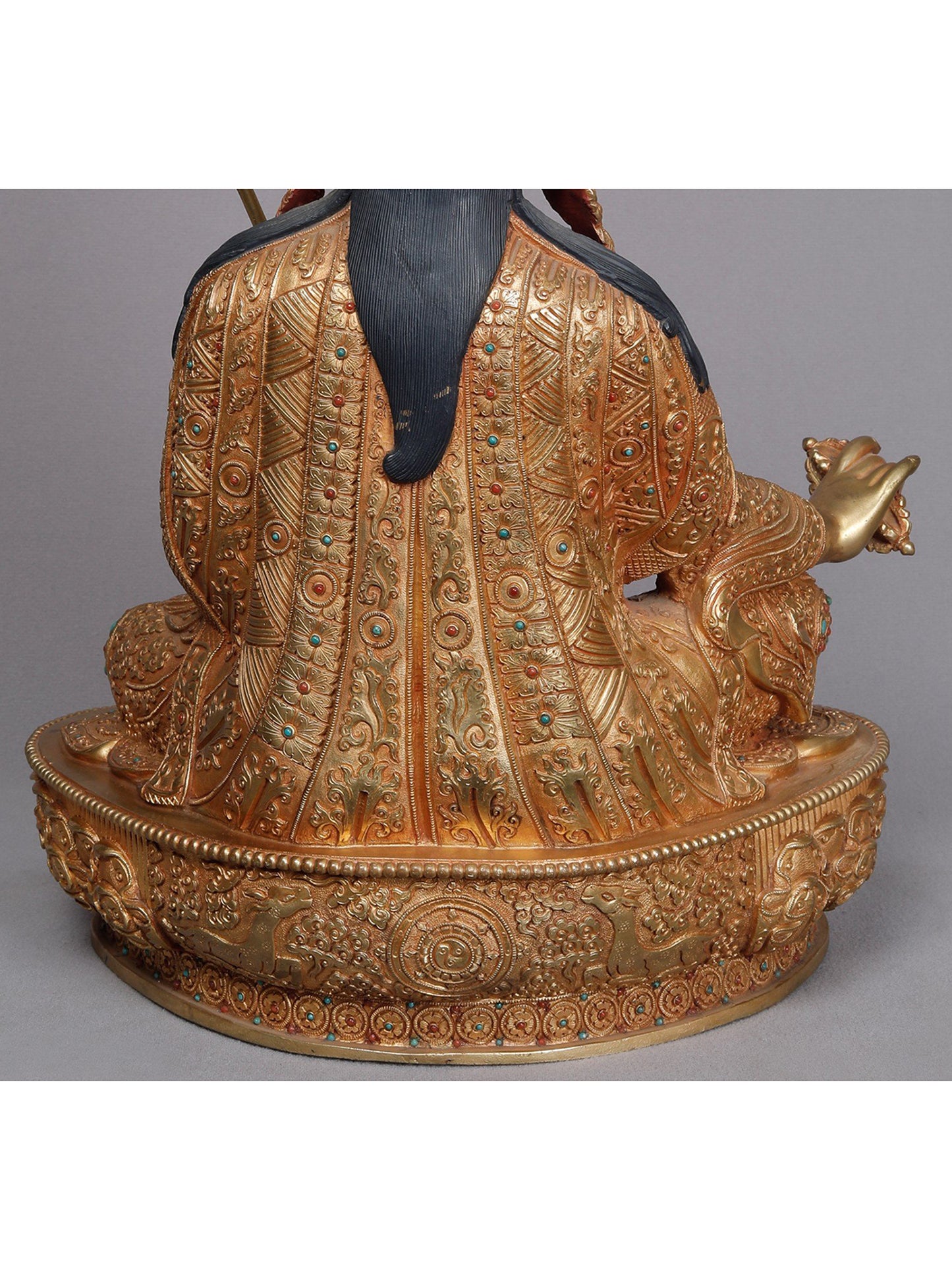 Superfine Guru Padmasambhava Seated From Nepal | Handmade Copper With Gold Statue