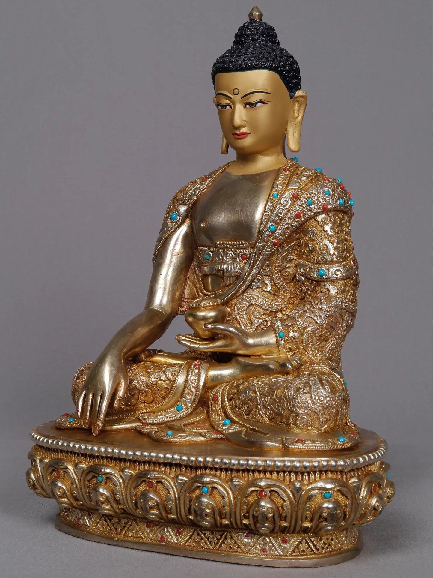 9" Buddhist Deity Shakyamuni Buddha Copper Idol | Nepalese Copper Statue