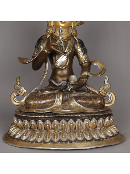 19" Buddhist Deity Vajrasattva Copper Idol from Nepal | Nepalese Copper Statue