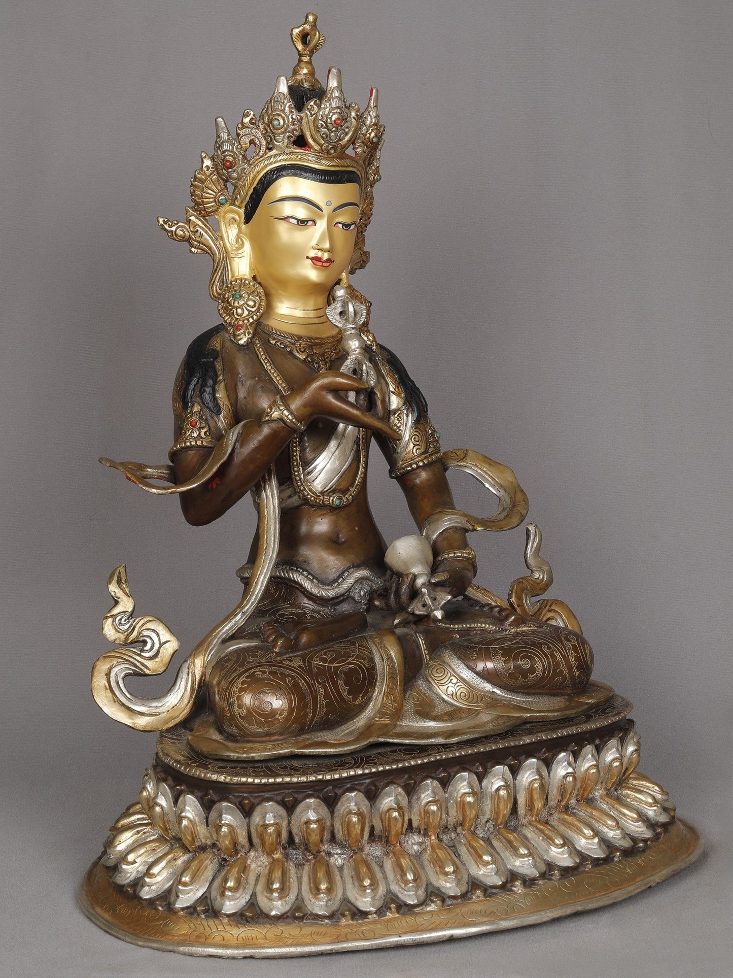 19" Buddhist Deity Vajrasattva Copper Idol from Nepal | Nepalese Copper Statue