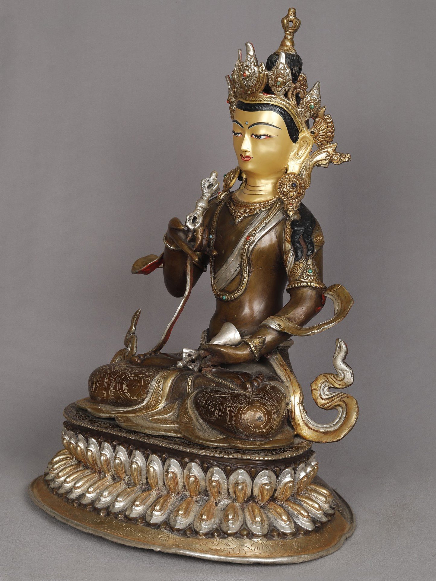 19" Buddhist Deity Vajrasattva Copper Idol from Nepal | Nepalese Copper Statue