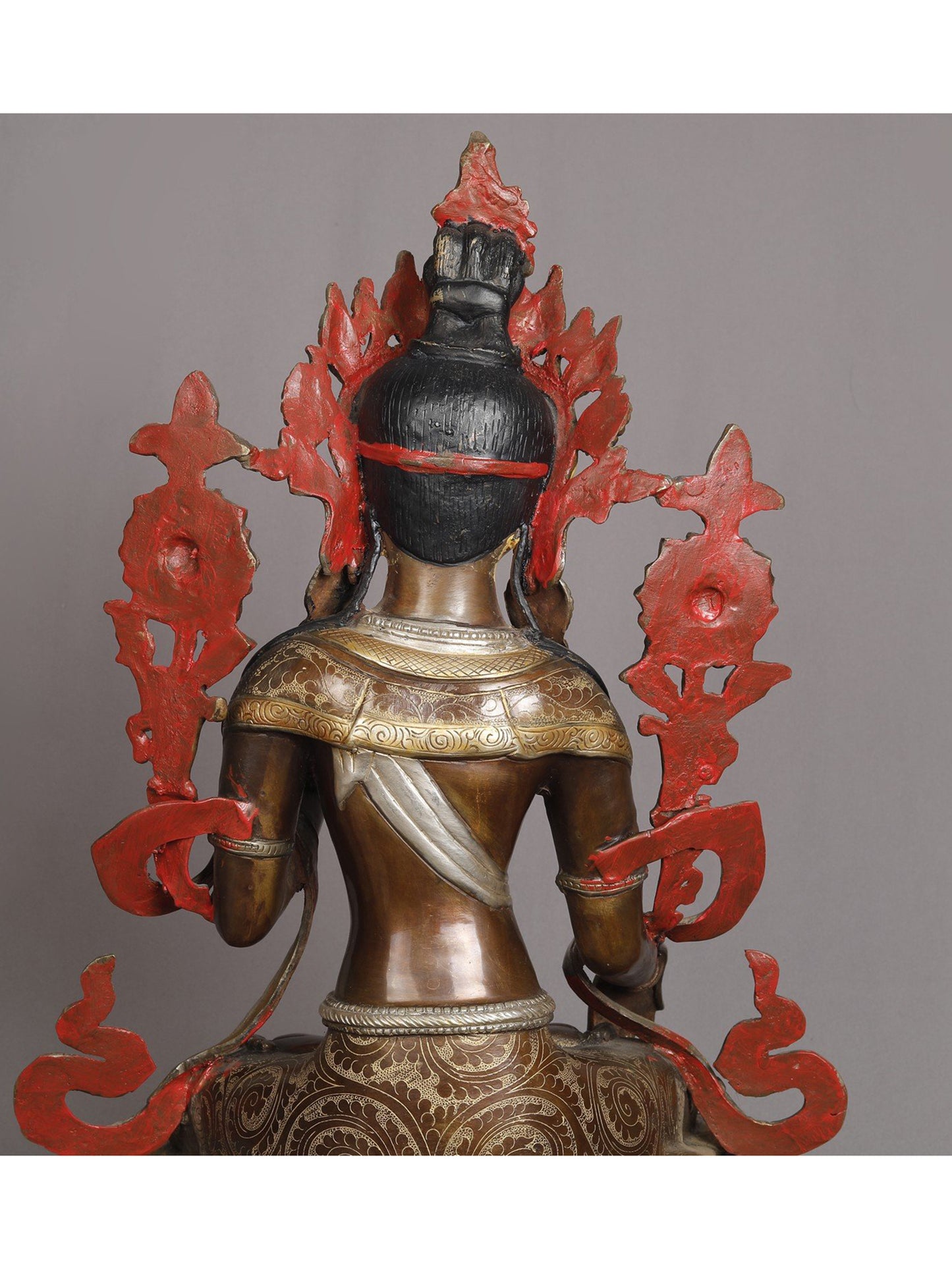 19" Buddhist Deity White Tara Copper Idol from Nepal | Nepalese Copper Statue