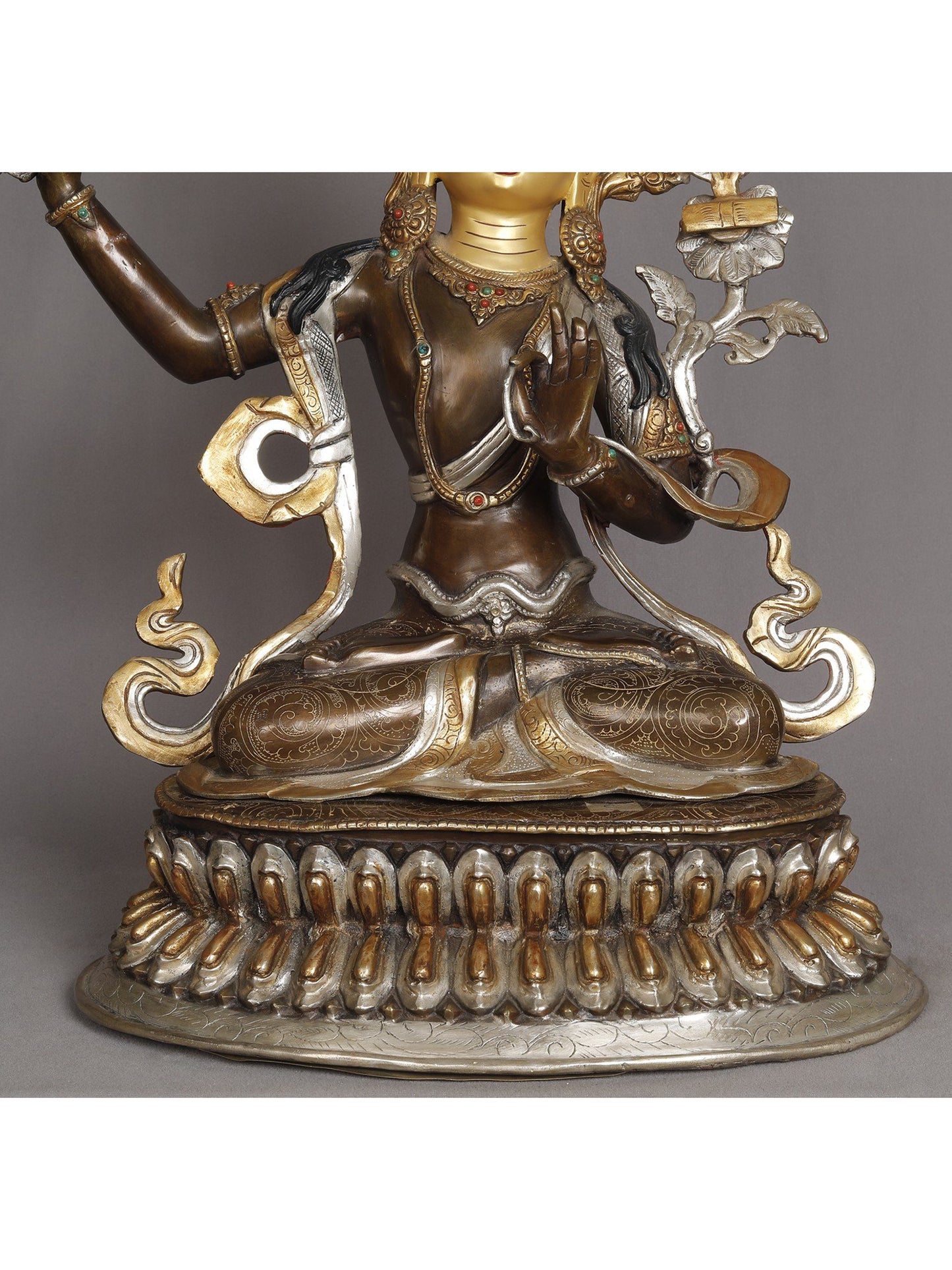 19" Buddhist Deity Manjushri Copper Sculpture | Statue from Nepal