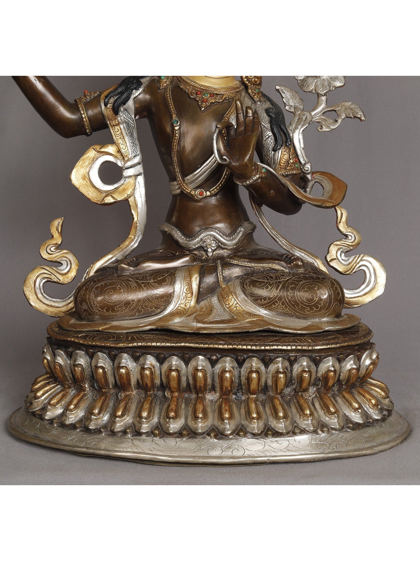 19" Buddhist Deity Manjushri Copper Sculpture | Statue from Nepal