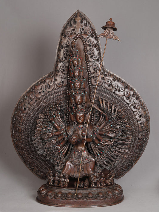 Ushnishasitatapatra From Nepal | Handmade Copper With Gold Statue