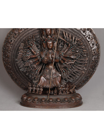 Ushnishasitatapatra From Nepal | Handmade Copper With Gold Statue