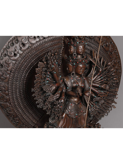 Ushnishasitatapatra From Nepal | Handmade Copper With Gold Statue