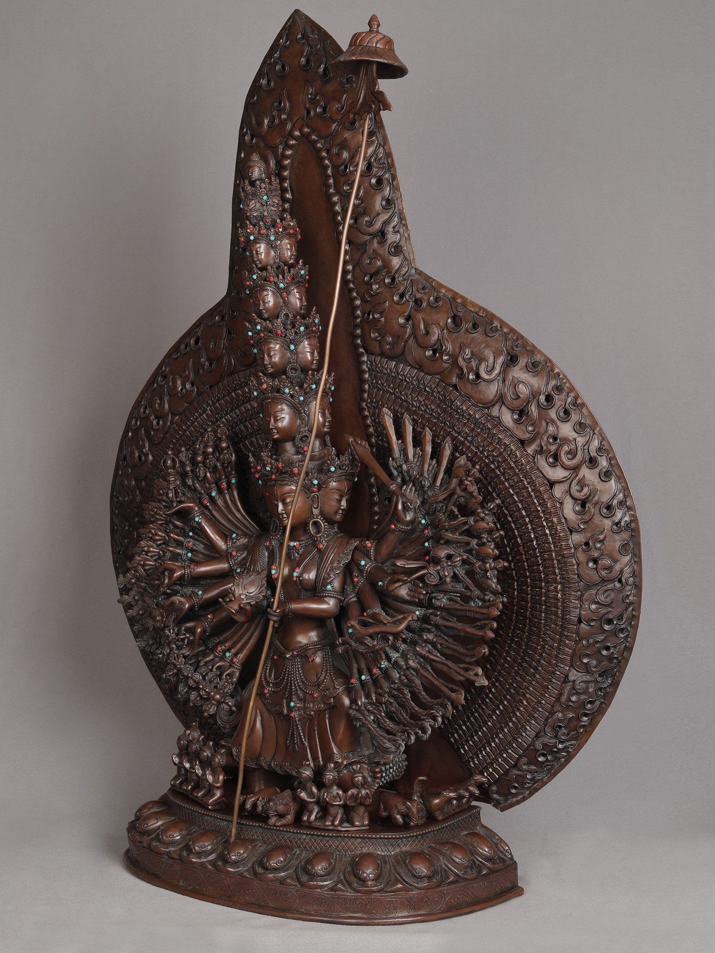 Ushnishasitatapatra From Nepal | Handmade Copper With Gold Statue