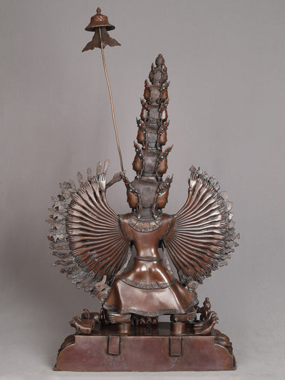 Ushnishasitatapatra From Nepal | Handmade Copper With Gold Statue