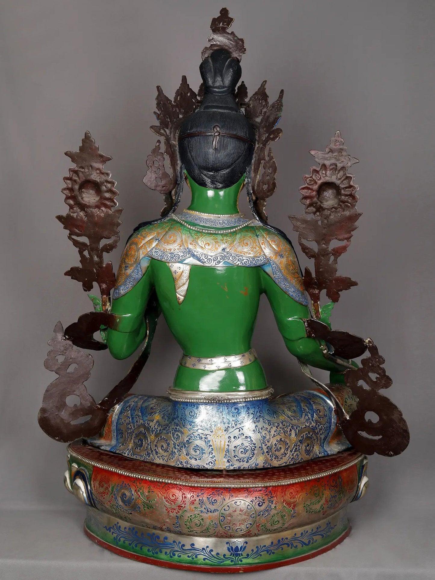 3.5 Feet Large Green Tara From Nepal | Handmade Sculpture