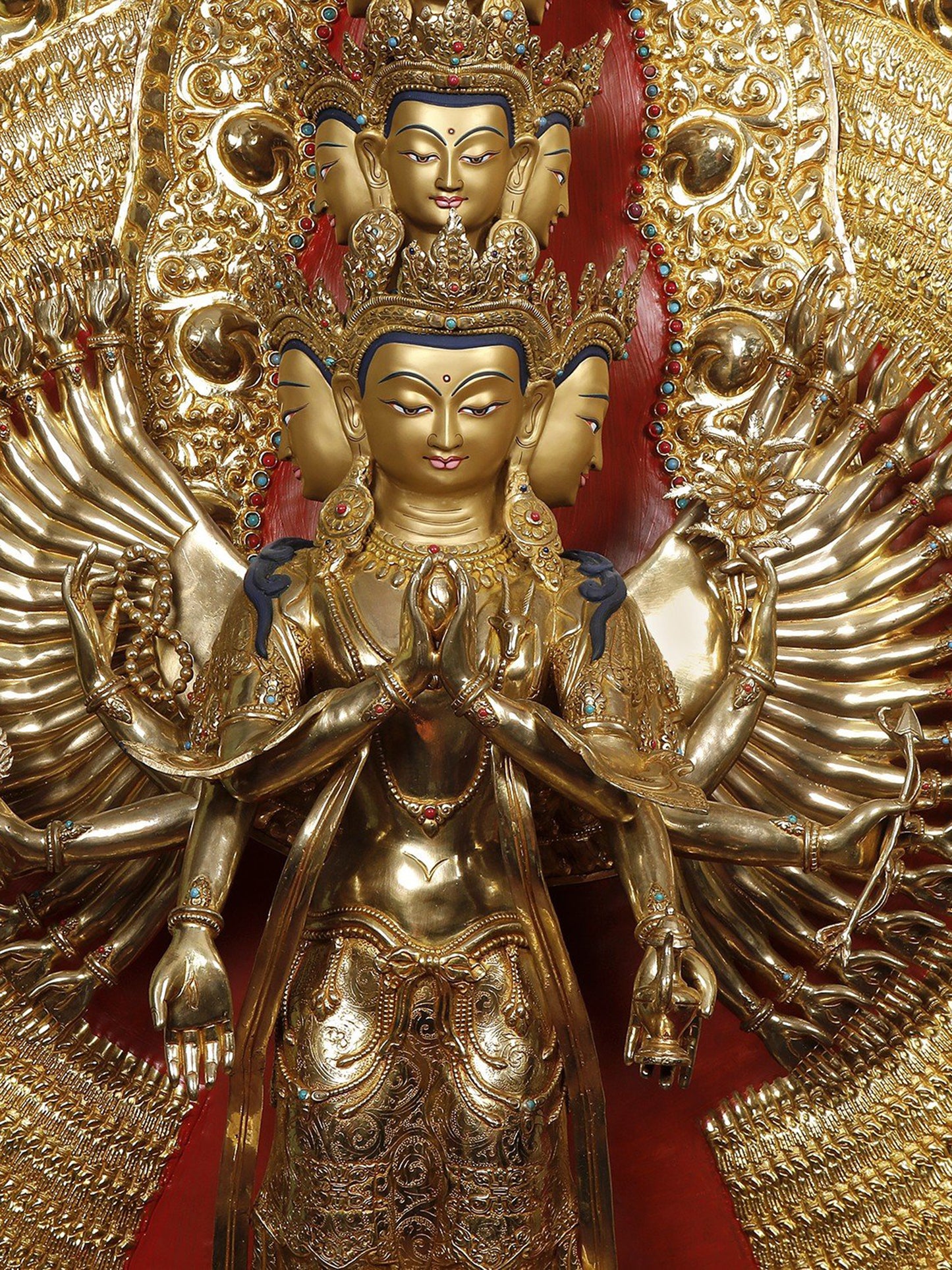 6ft Majestic Large Sized Copper Avalokiteshvara (The earthly manifestation of the self-born eternal Buddha Amitabha) (This Rare Artwork was handmade in Nepal)