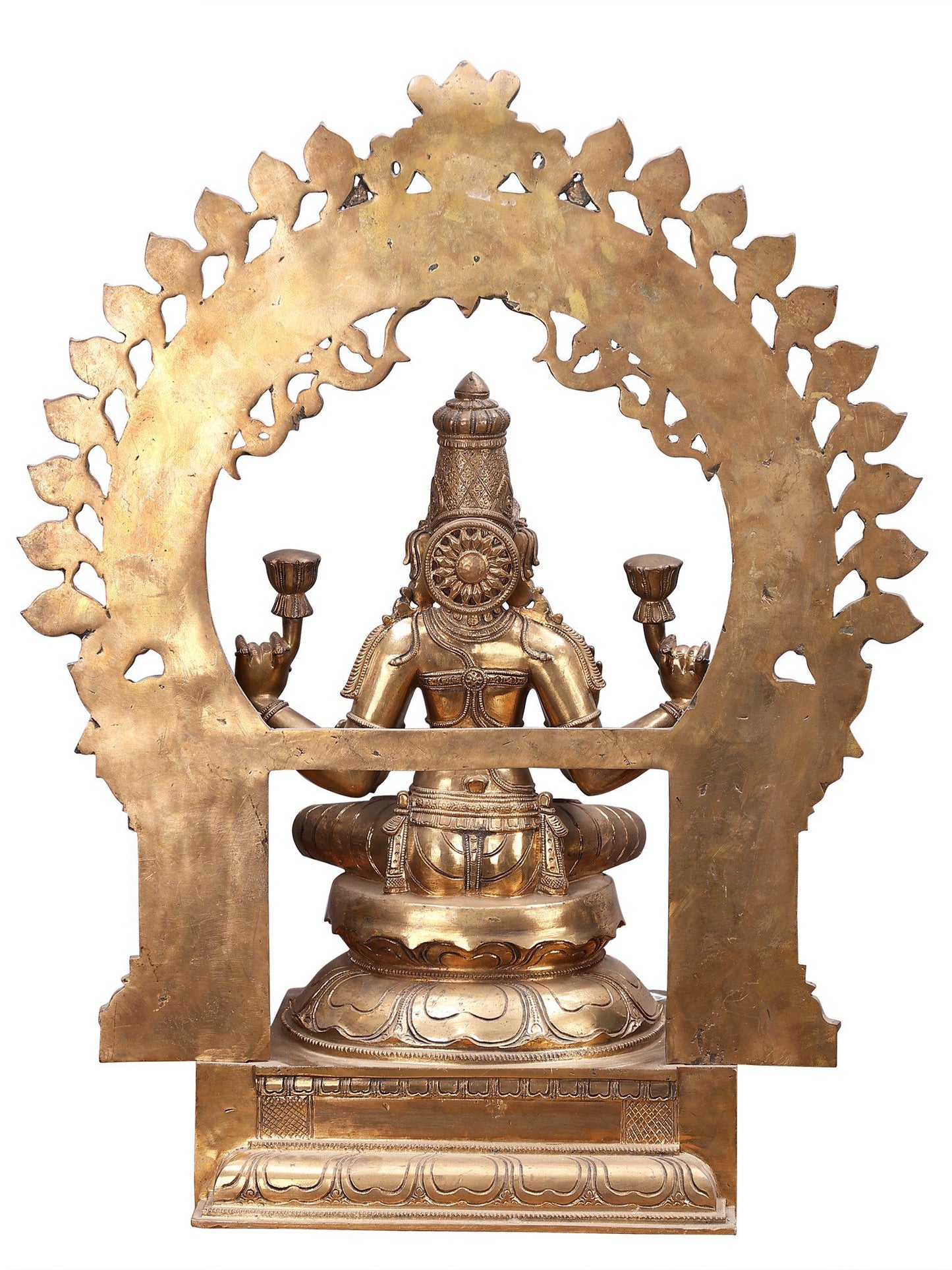 29" Sitting Goddess Lakshmi With Arch | Decorative Bronze Idol | Figurine For Gifting | Bronze Statue For Temple