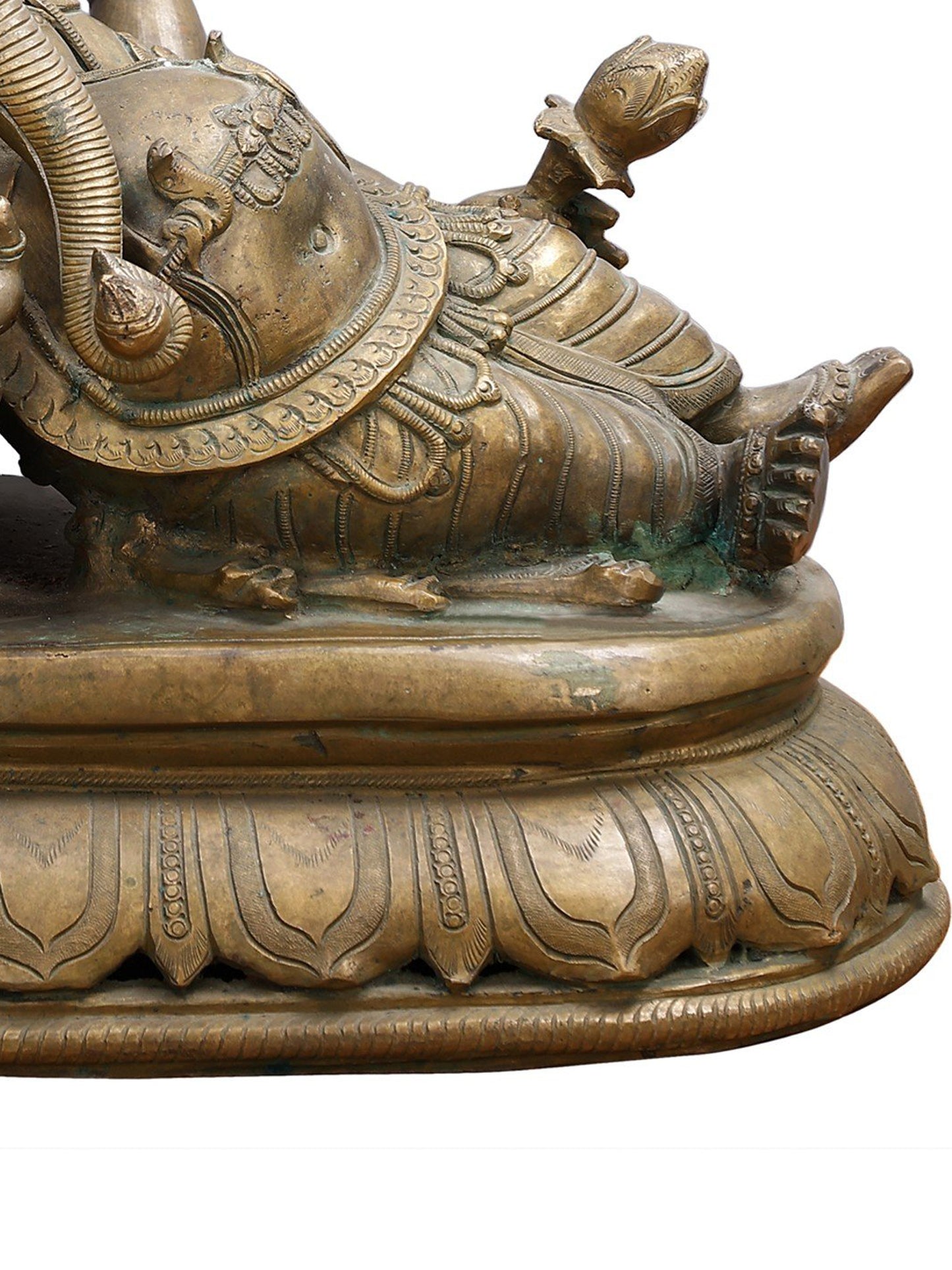 19" Reclining Lord Ganesha Bronze Sculpture | Decorative Bronze Idol | Figurine For Gifting | Bronze Statue For Temple