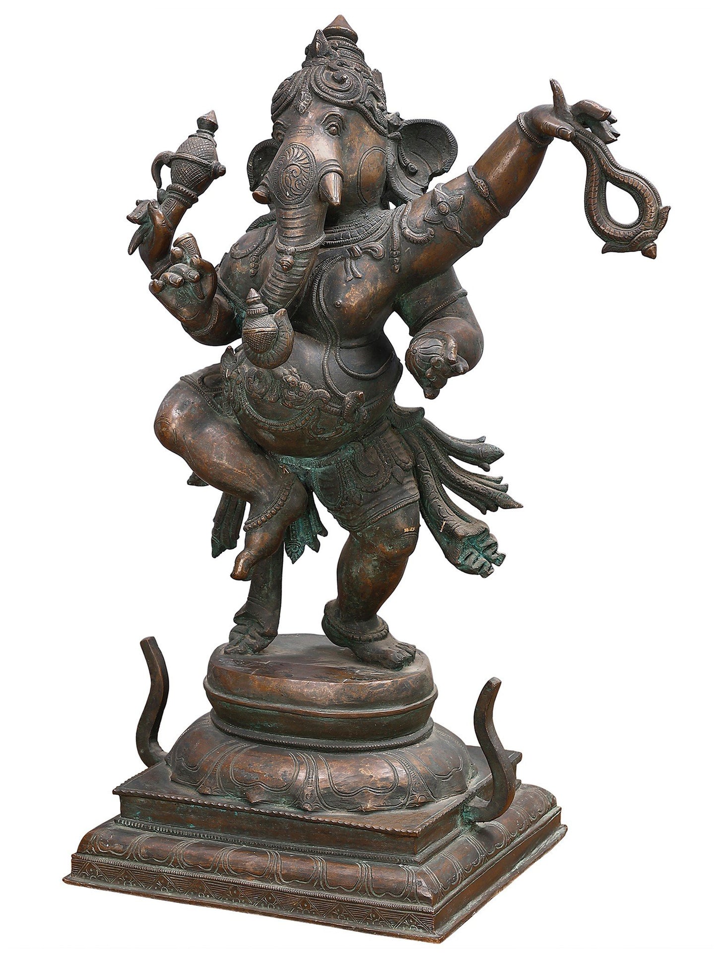 26" Dancing Ganesha Bronze Sculpture | Decorative Bronze Idol | Figurine For Gifting | Bronze Statue For Temple