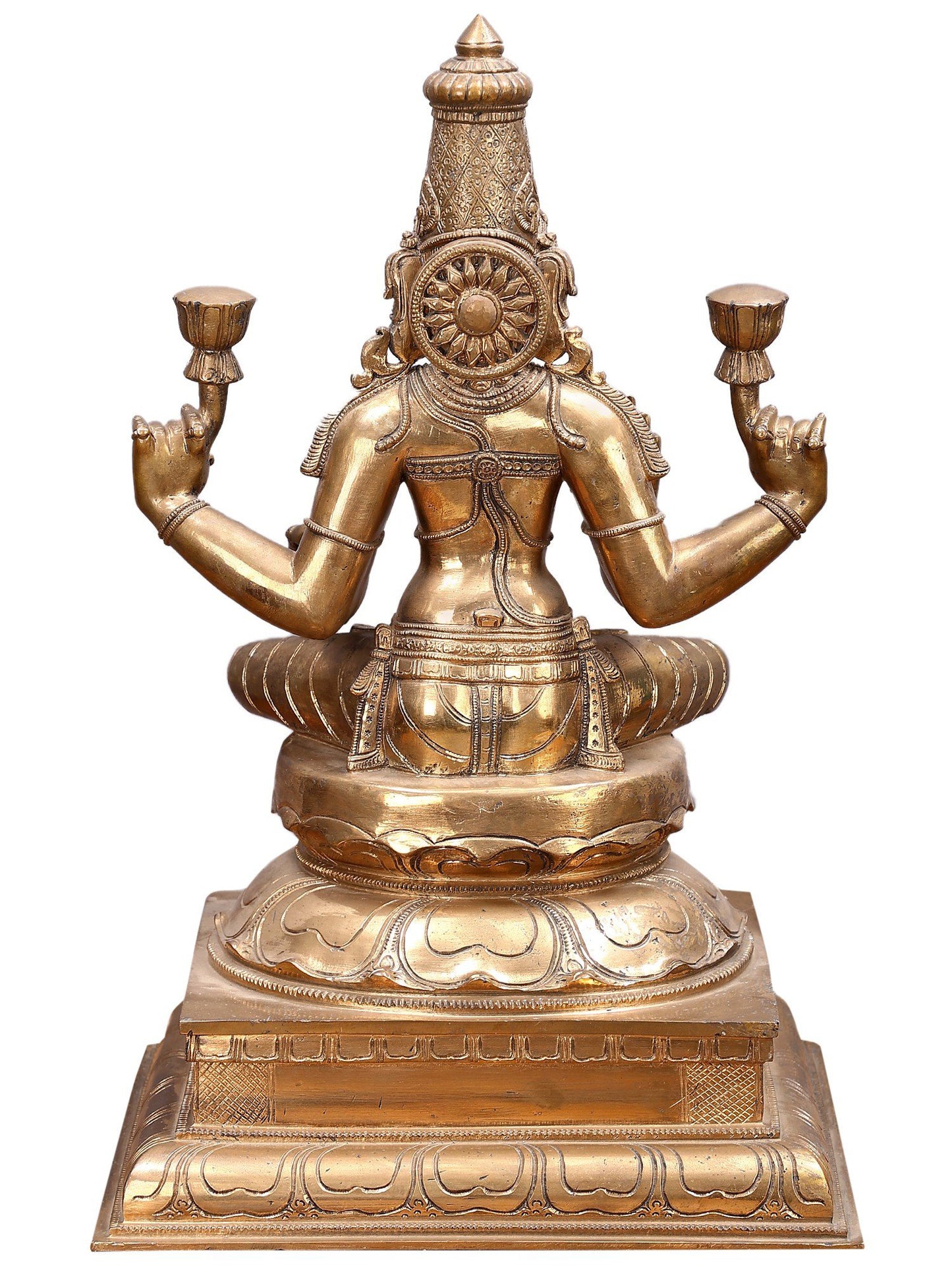 22" Goddess Lakshmi Seated On Lotus Bronze Sculpture | Decorative Bronze Idol | Figurine For Gifting | Bronze Statue For Temple