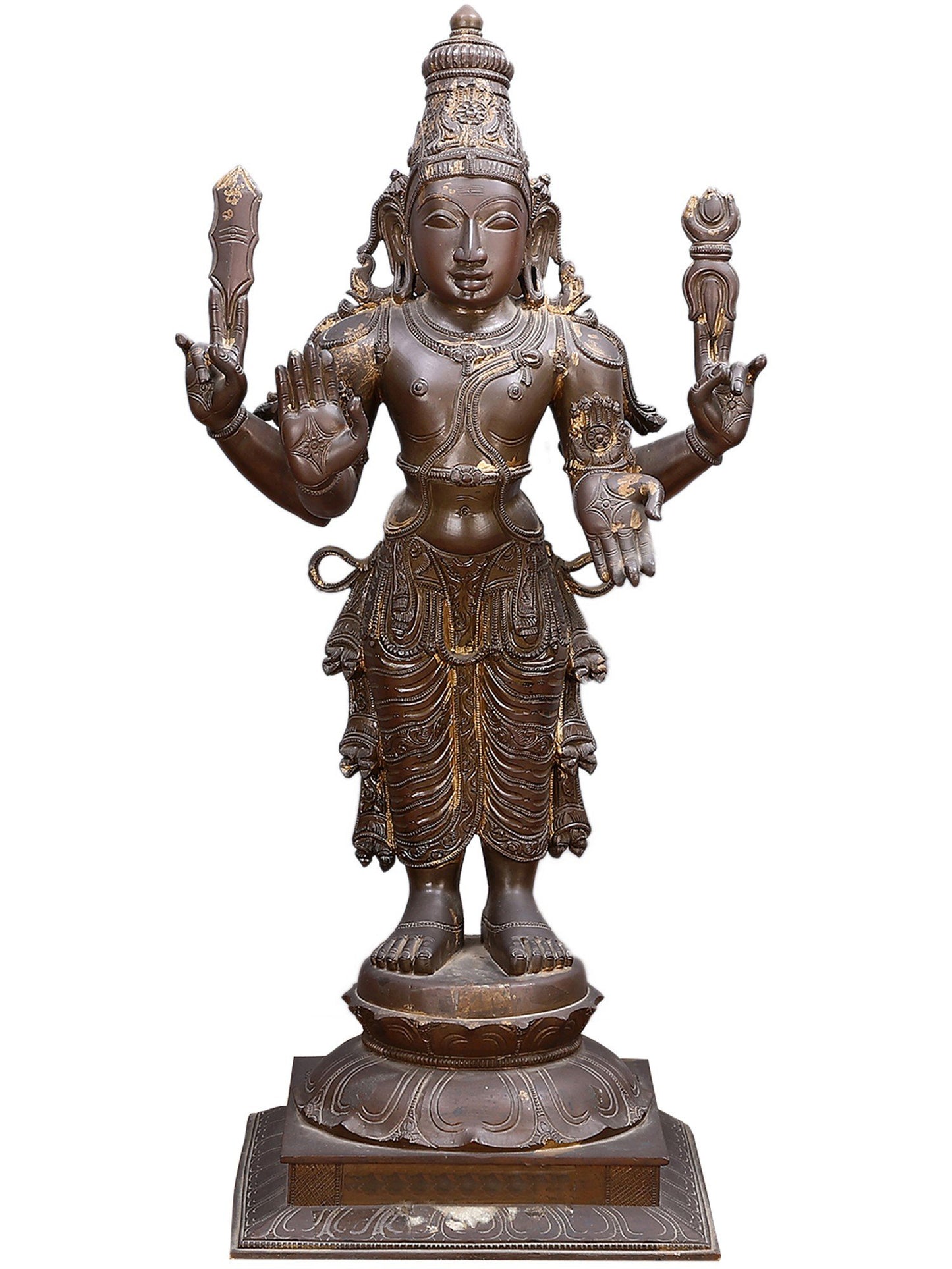 24" Lord Murugan (Kartikeya) with Devasena and Valli - (Set Of 3) | Bronze Statue