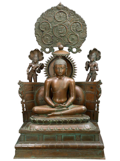 39" Large Lord Buddha With His Two Disciples | Decorative Bronze Idol | Figurine For Gifting | Bronze Statue For Temple