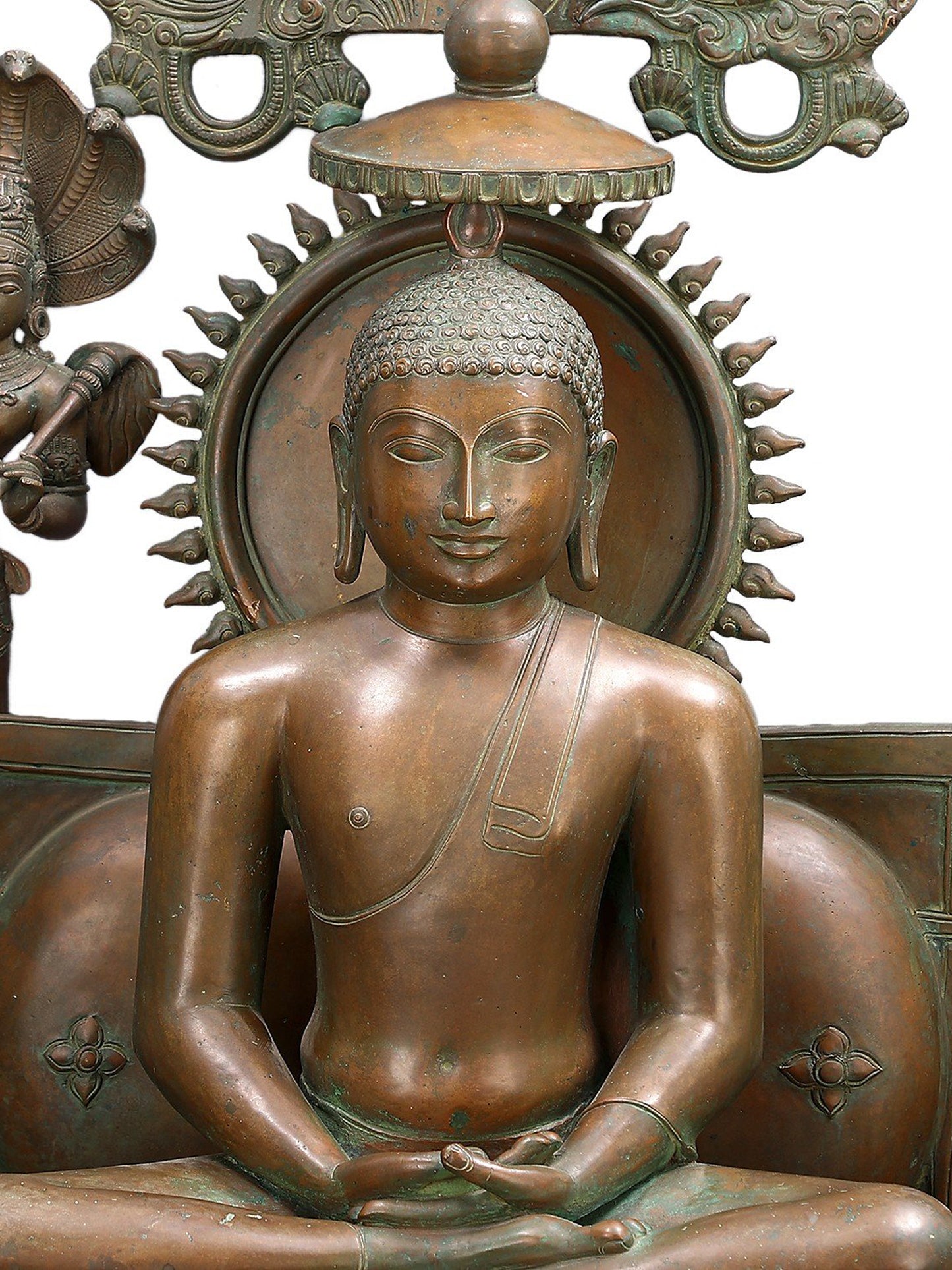 39" Large Lord Buddha With His Two Disciples | Decorative Bronze Idol | Figurine For Gifting | Bronze Statue For Temple