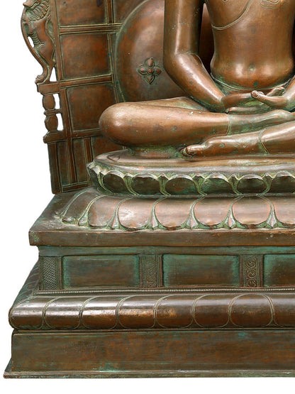 39" Large Lord Buddha With His Two Disciples | Decorative Bronze Idol | Figurine For Gifting | Bronze Statue For Temple