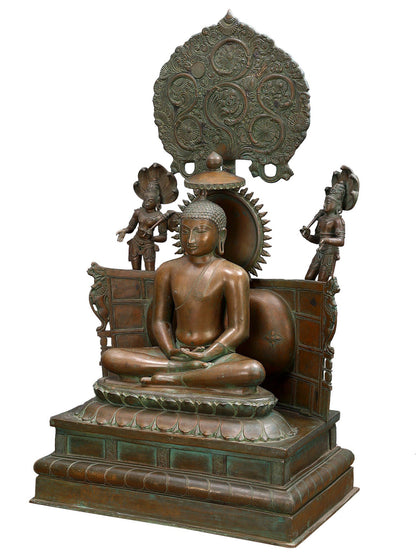 39" Large Lord Buddha With His Two Disciples | Decorative Bronze Idol | Figurine For Gifting | Bronze Statue For Temple