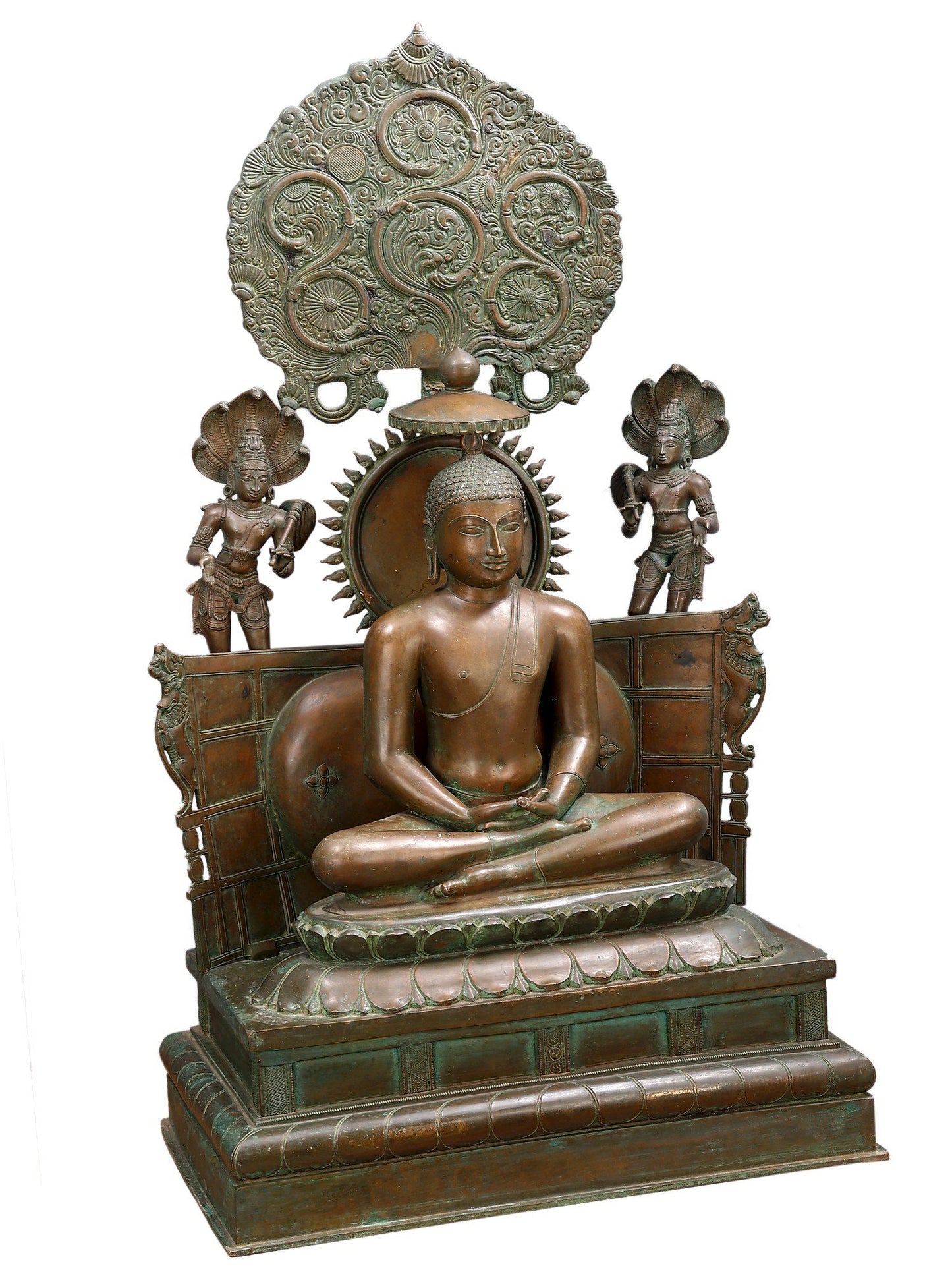 39" Large Lord Buddha With His Two Disciples | Decorative Bronze Idol | Figurine For Gifting | Bronze Statue For Temple