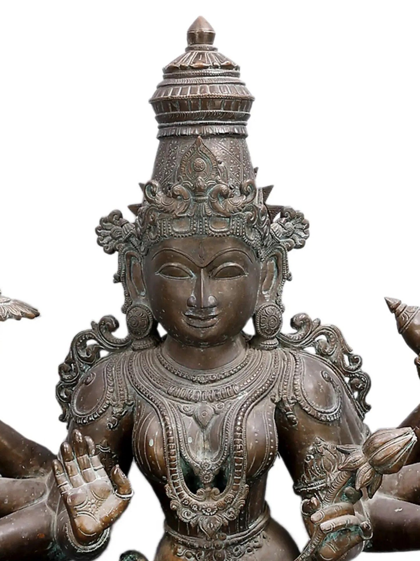 45" Large Eight Hands Goddess Durga Seated On Lion | Decorative Bronze Idol | Figurine For Gifting | Bronze Statue For Temple