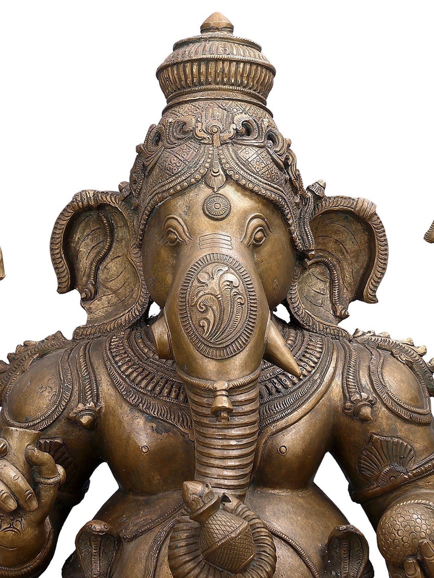 35" Large Lord Ganesha, Maa Lakshmi and Devi Saraswati (Set of 3 Bronze Statues)