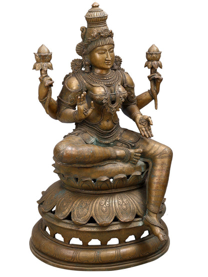 35" Large Lord Ganesha, Maa Lakshmi and Devi Saraswati (Set of 3 Bronze Statues)