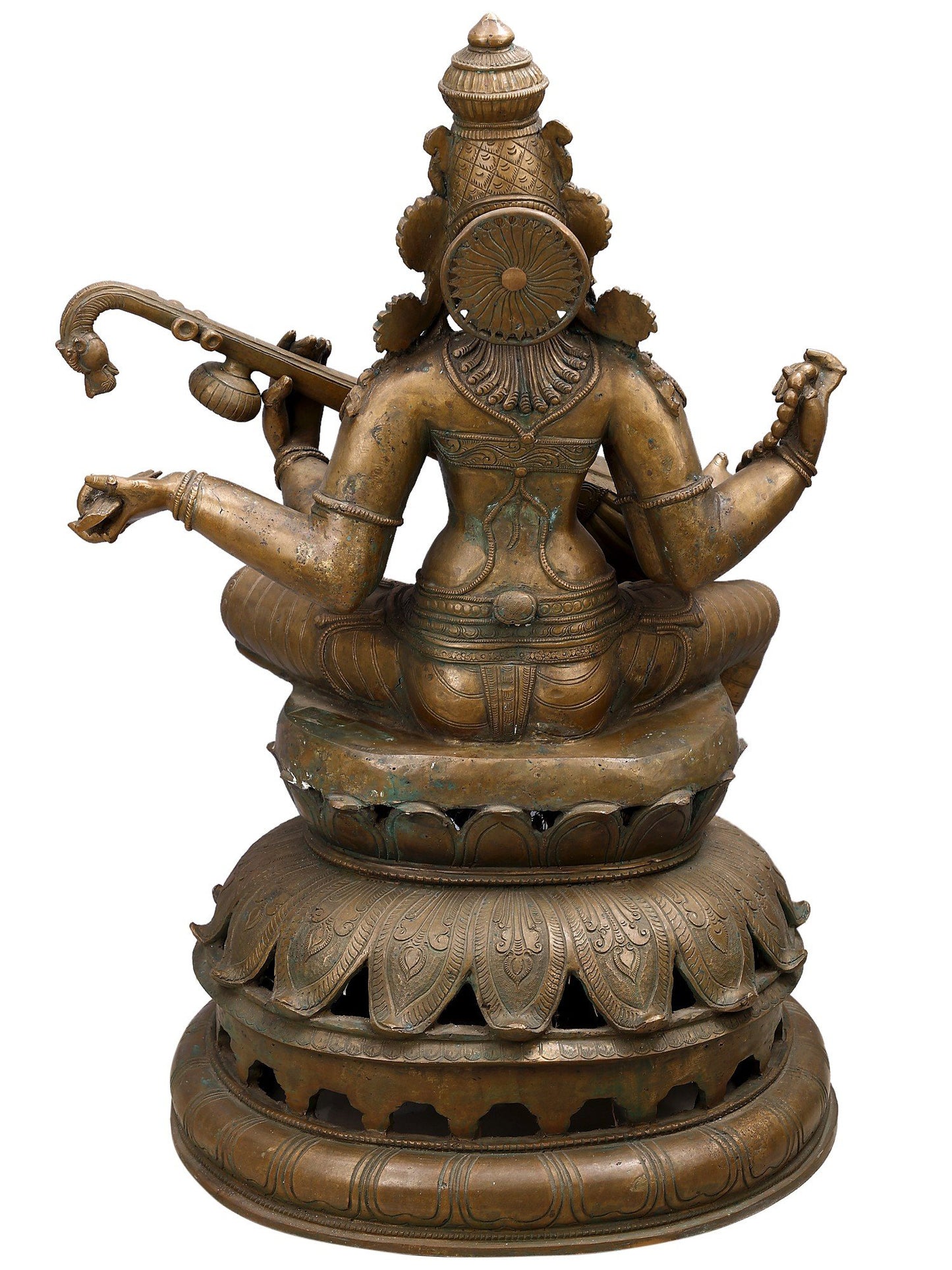 35" Large Lord Ganesha, Maa Lakshmi and Devi Saraswati (Set of 3 Bronze Statues)