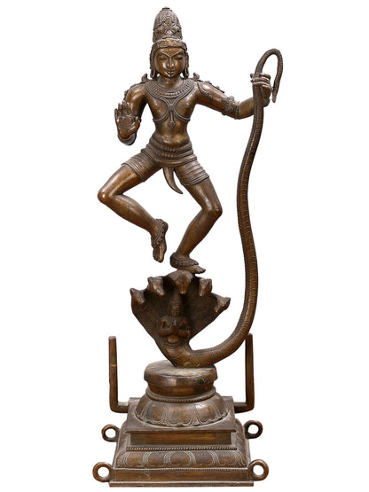 20" Kalinga Krishna Bronze Sculpture | Decorative Bronze Idol | Figurine For Gifting | Bronze Statue For Temple