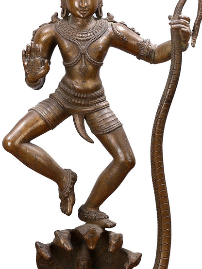 20" Kalinga Krishna Bronze Sculpture | Decorative Bronze Idol | Figurine For Gifting | Bronze Statue For Temple