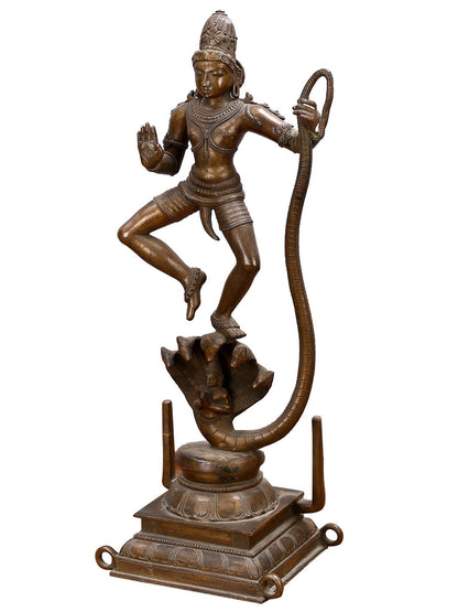 20" Kalinga Krishna Bronze Sculpture | Decorative Bronze Idol | Figurine For Gifting | Bronze Statue For Temple