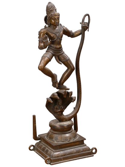 20" Kalinga Krishna Bronze Sculpture | Decorative Bronze Idol | Figurine For Gifting | Bronze Statue For Temple