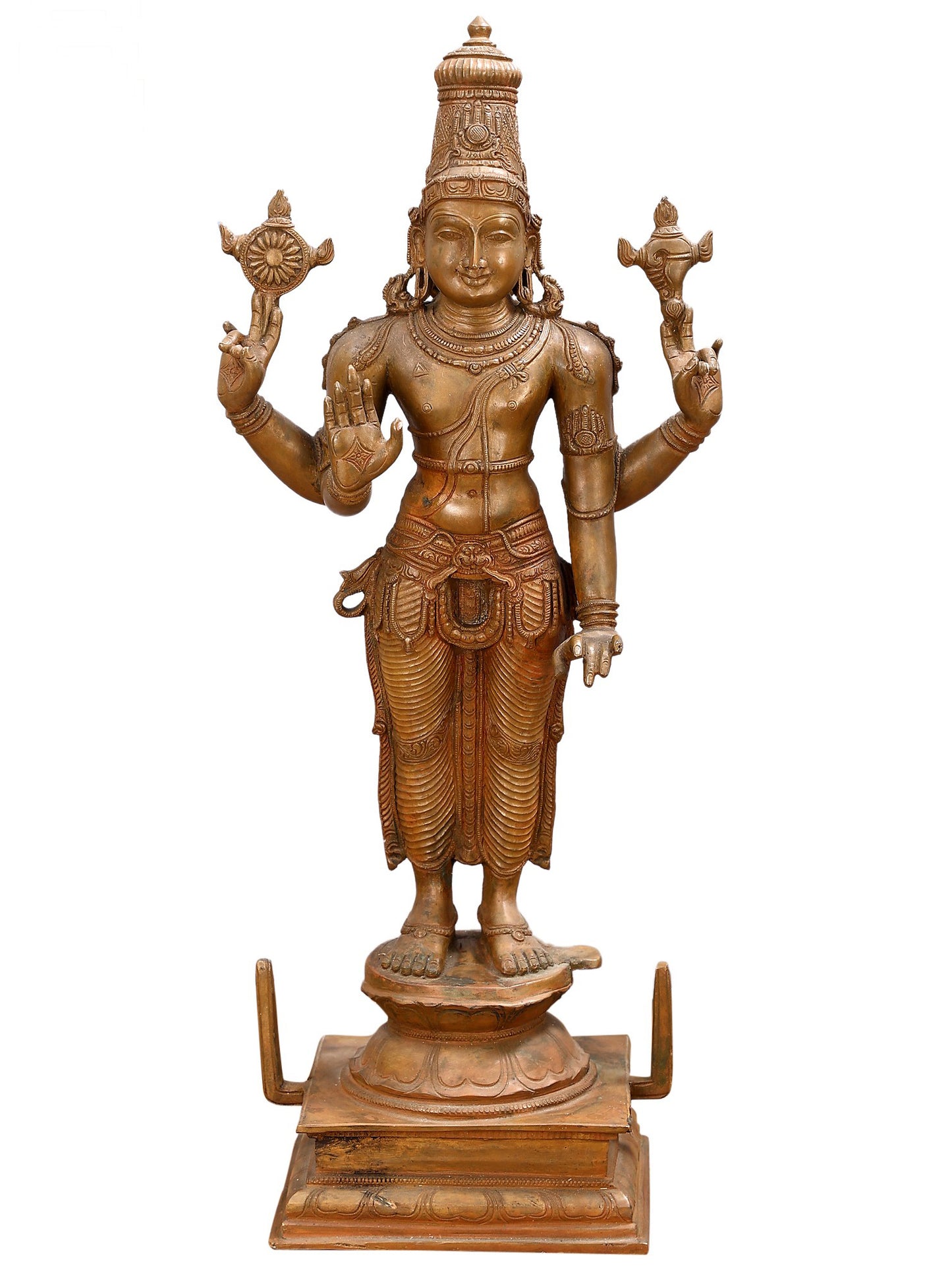 21" Standing Lord Vishnu Bronze Statue | Decorative Bronze Idol | Figurine For Gifting | Bronze Statue For Temple