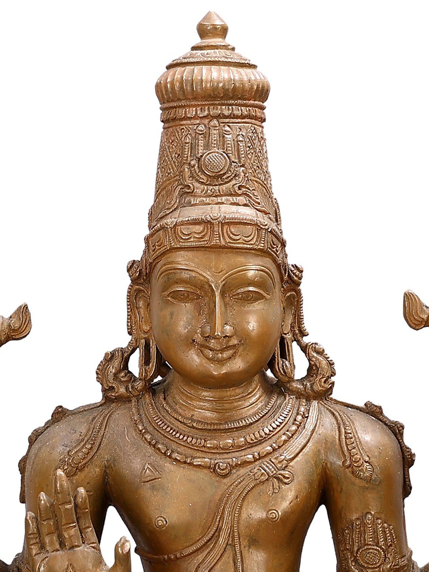 21" Standing Lord Vishnu Bronze Statue | Decorative Bronze Idol | Figurine For Gifting | Bronze Statue For Temple