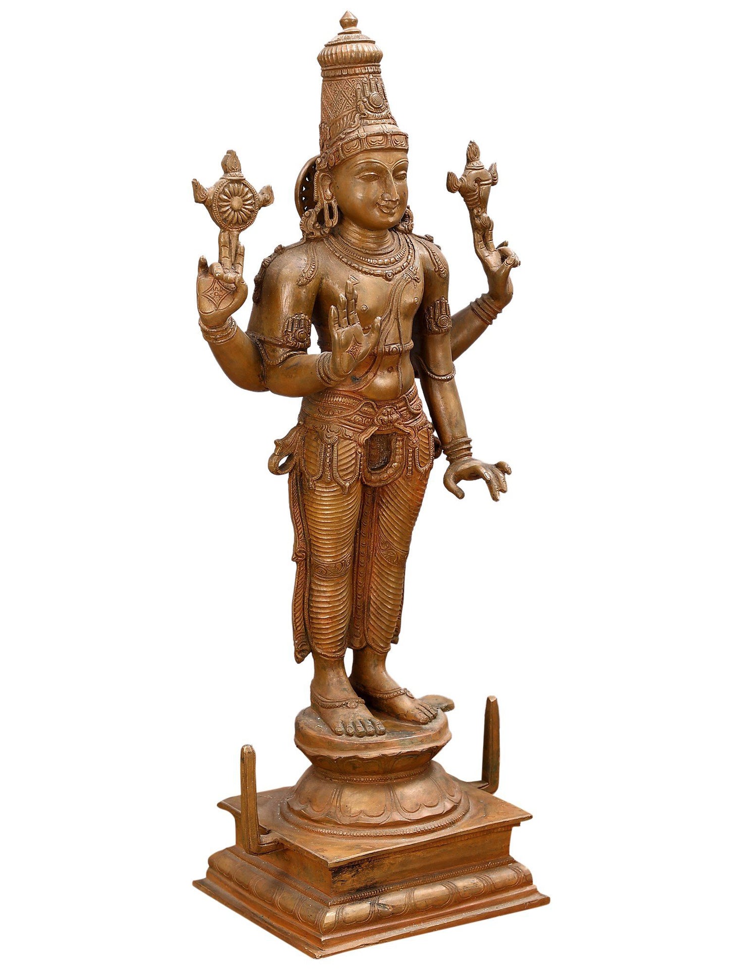 21" Standing Lord Vishnu Bronze Statue | Decorative Bronze Idol | Figurine For Gifting | Bronze Statue For Temple