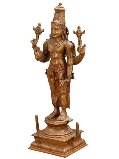 21" Standing Lord Vishnu Bronze Statue | Decorative Bronze Idol | Figurine For Gifting | Bronze Statue For Temple