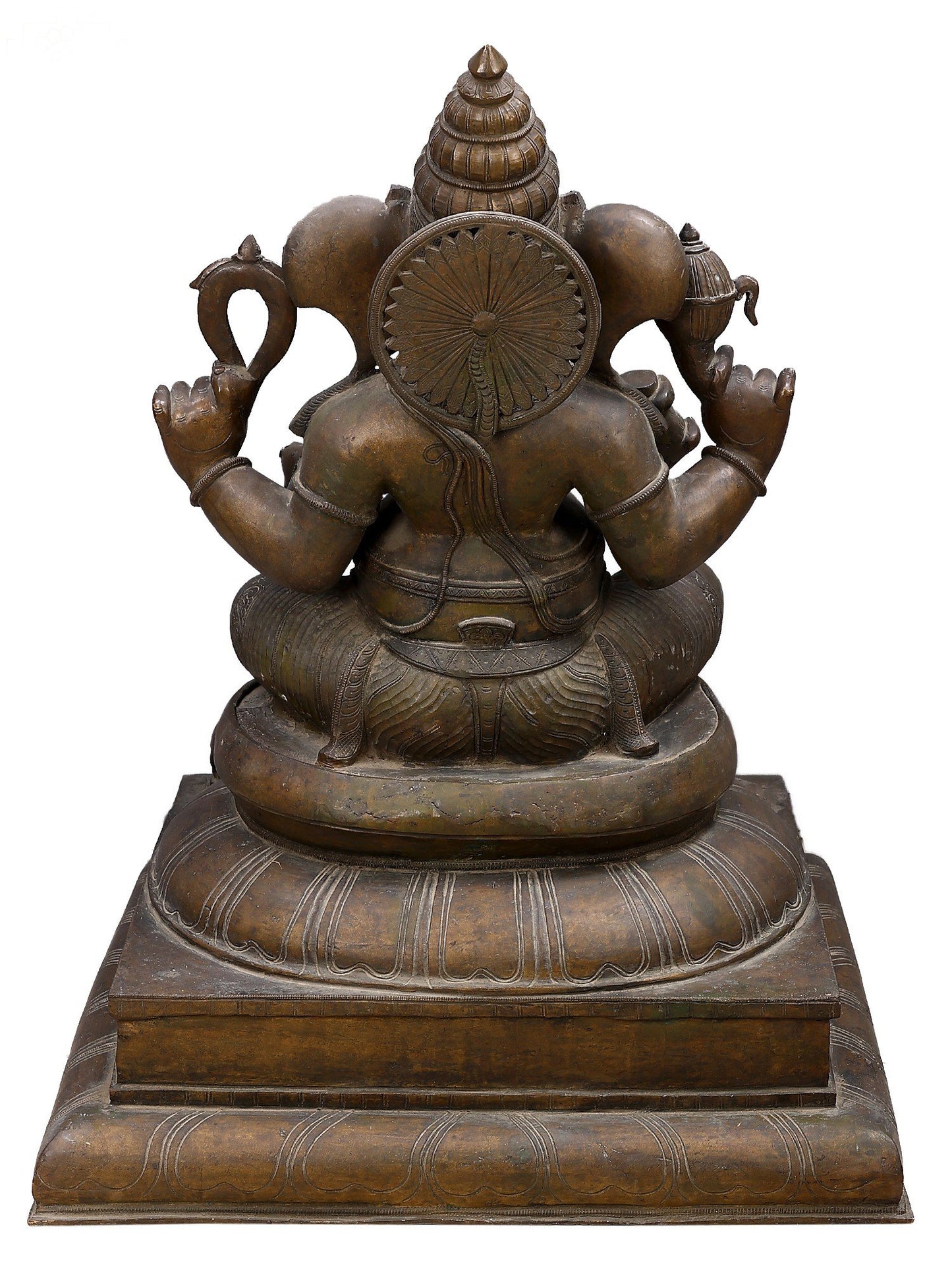 30" Sitting Chaturbhuja Lord Ganesha Bronze Sculpture | Bronze Statue