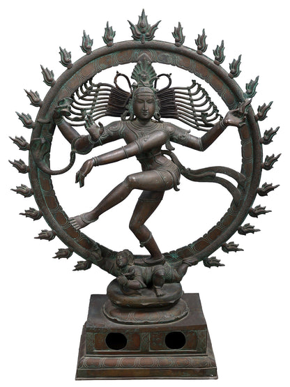 44" Large Nataraja (Dancing Shiva) Sculpture | Decorative Bronze Idol | Figurine For Gifting | Bronze Statue For Temple