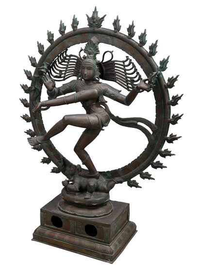 44" Large Nataraja (Dancing Shiva) Sculpture | Decorative Bronze Idol | Figurine For Gifting | Bronze Statue For Temple