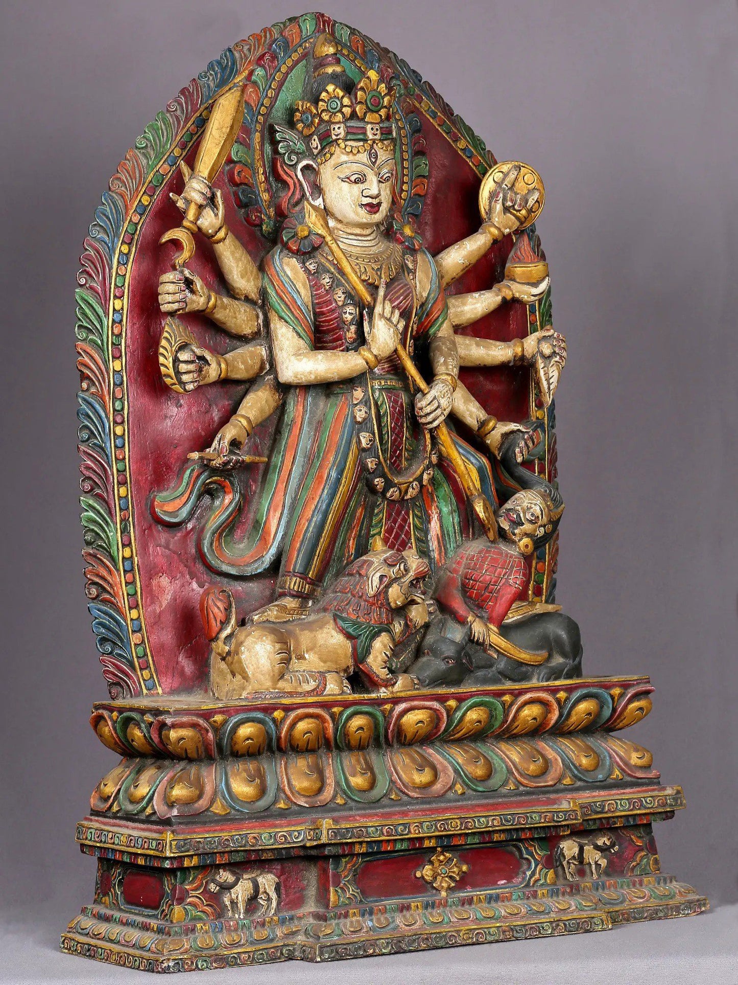 Ugra-Chandi- Durga Wooden Statue | Handmade Sculpture