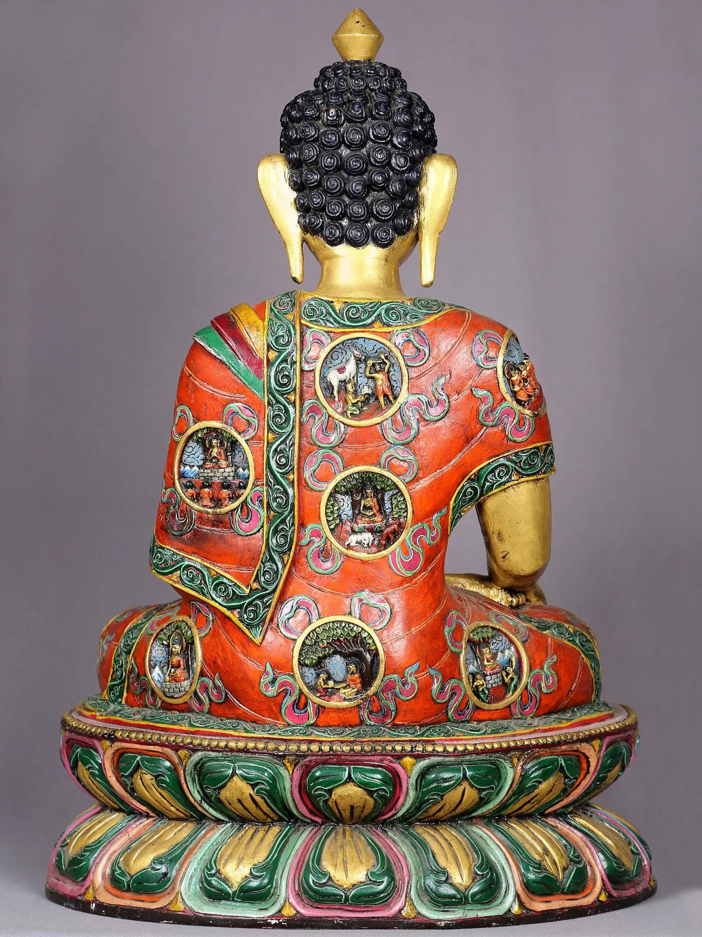 14" Wooden Lord Shakyamuni Buddha | Handmade Wooden Sculpture