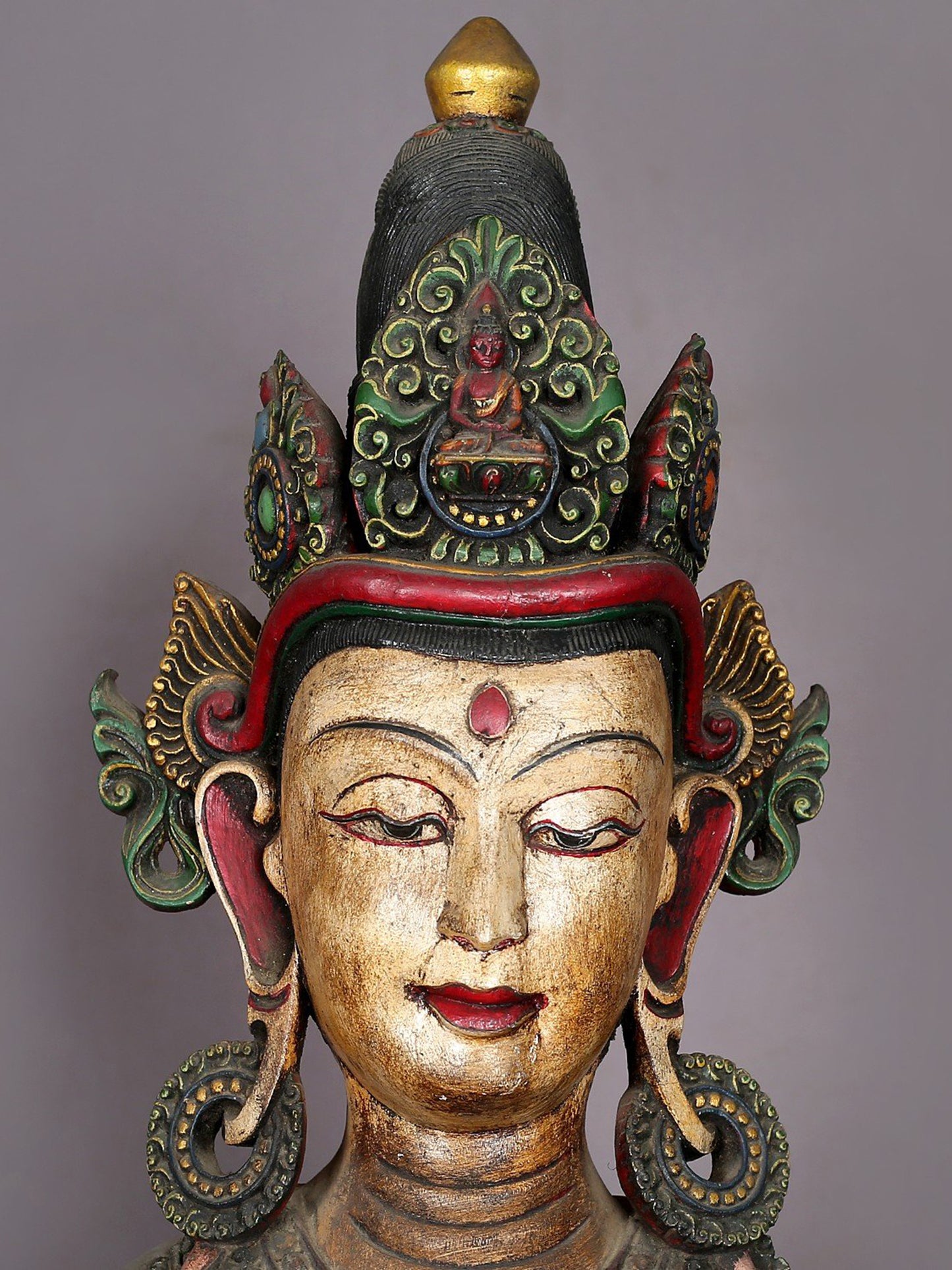 Large Wooden Amoghapasha from Nepal | Handmade Wood Statue