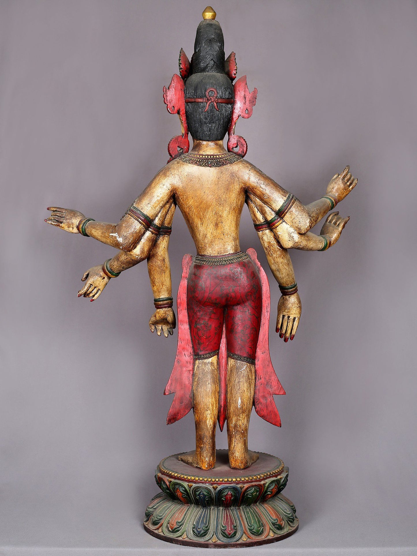 Large Wooden Amoghapasha from Nepal | Handmade Wood Statue